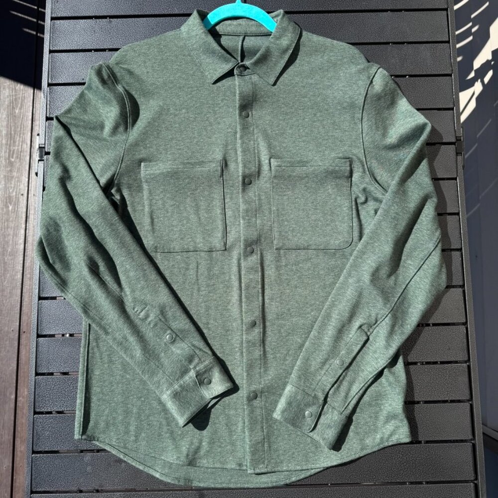 Lululemon Men’s Soft Knit Overshirt — Flannel-Knit Relaxed Fit, Medium, Green